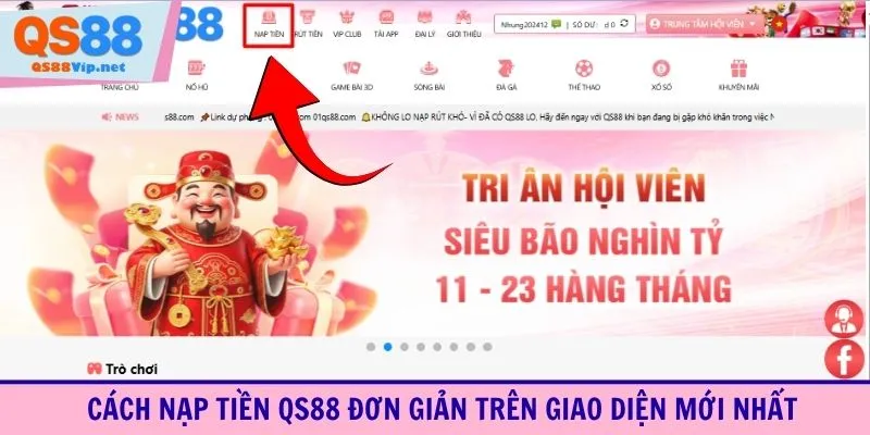 Cách nạp tiền QS88 đơn giản trên giao diện mới nhất