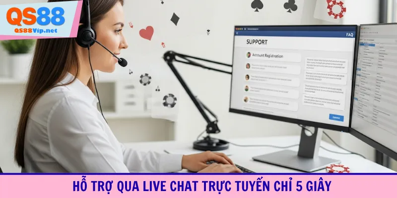 Hỗ trợ qua live chat trực tuyến chỉ 5 giây