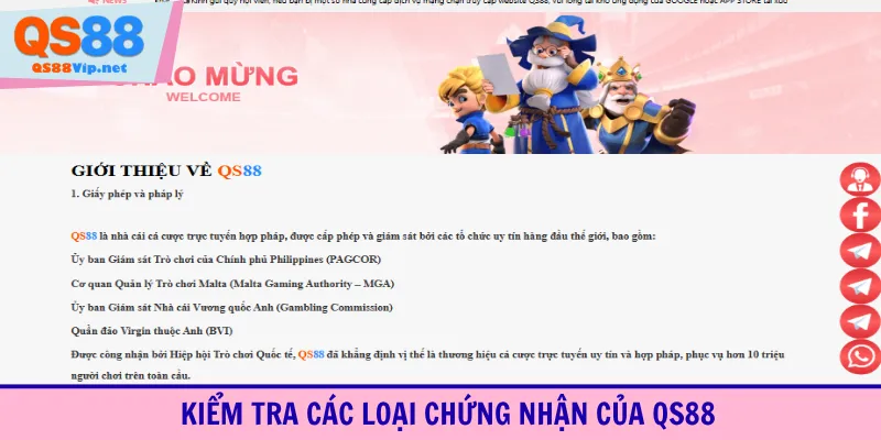 Kiểm tra các loại chứng nhận của QS88
