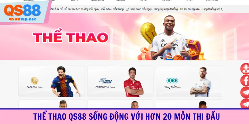 Thể thao QS88 sống động với hơn 20 môn thi đấu